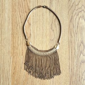 Gold Fringe Chain Necklace